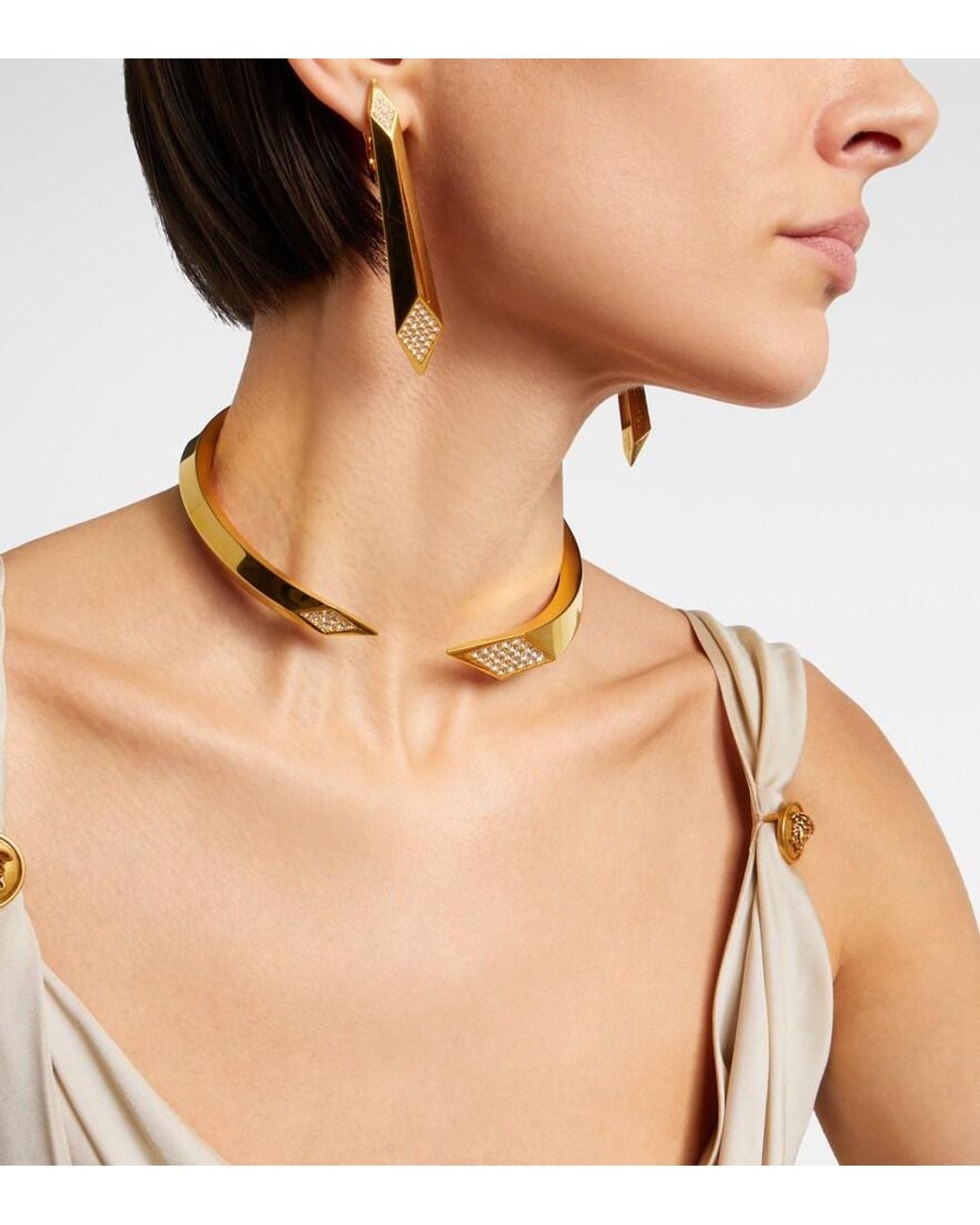 Versace Metallic Crystal-Embellished Choker