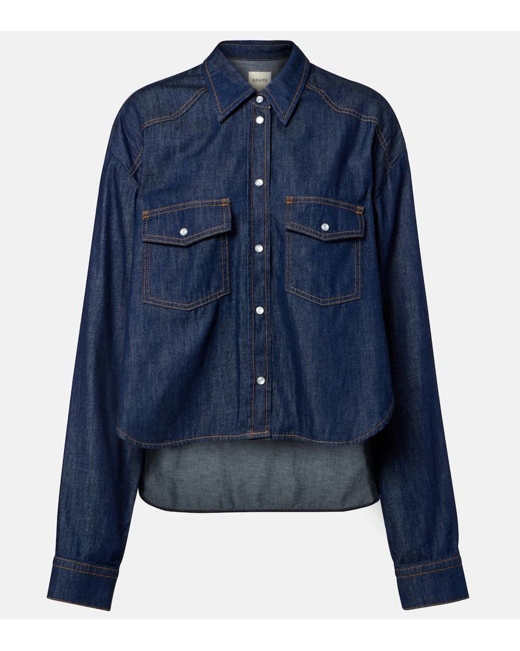 Khaite Blue Grenon Asymmetric Denim Shirt