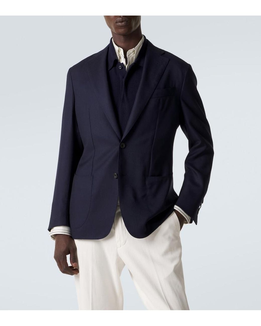 Thom Sweeney Blue Wool Blazer for men