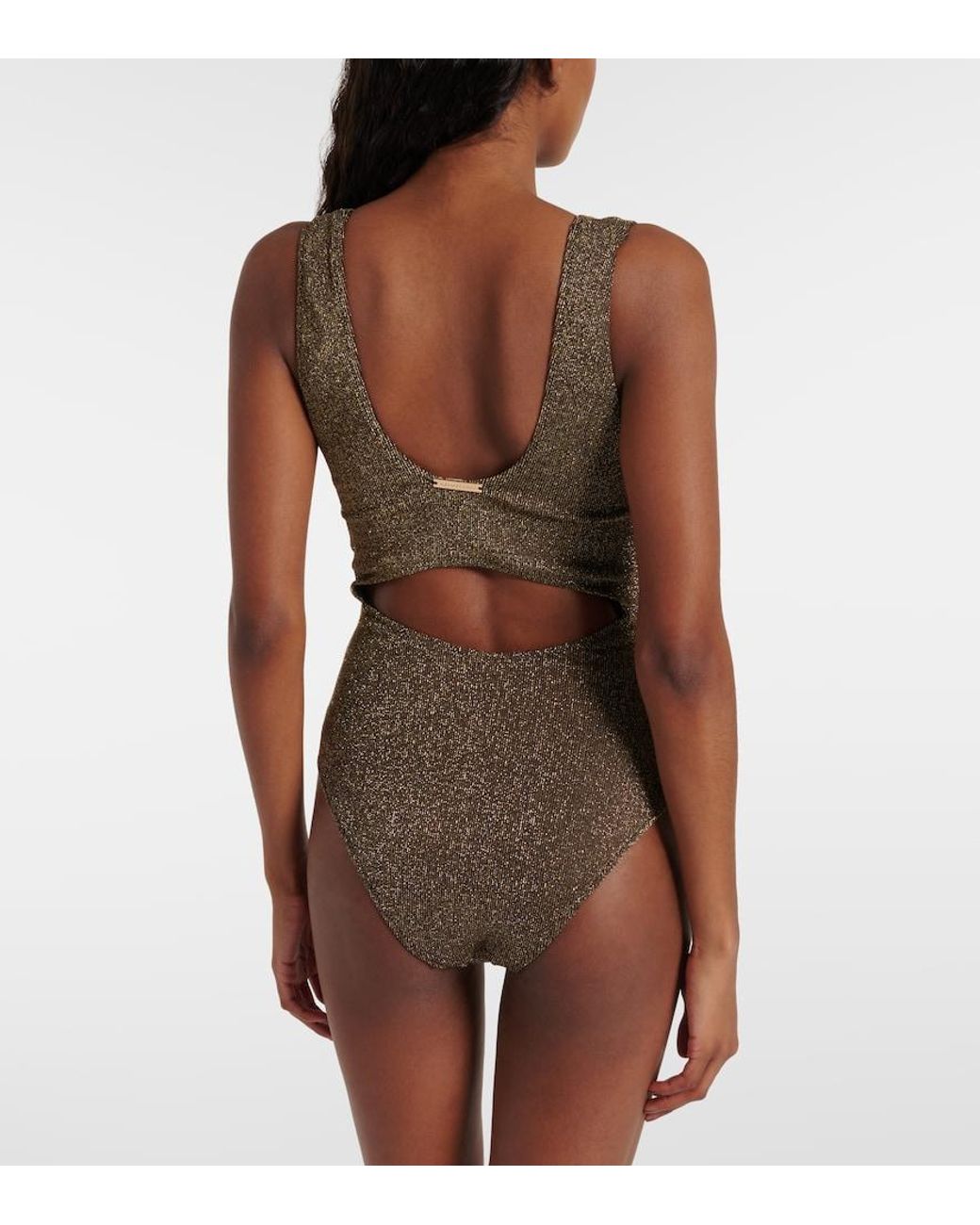 Alexandra Miro Brown Beth Floral-Applique Swimsuit