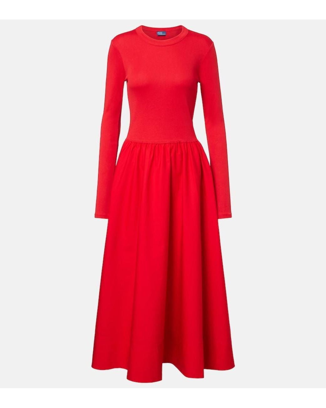 Polo Ralph Lauren Red Cotton Midi Dress