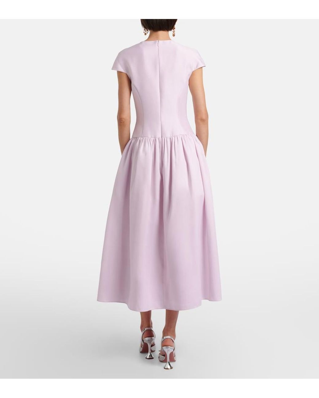 Self-Portrait Pink Taffeta Midi Dress