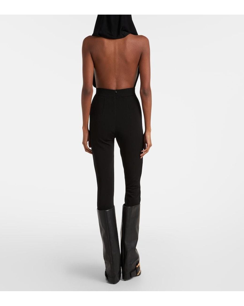 Balmain Black Jersey Stirrup Leggings
