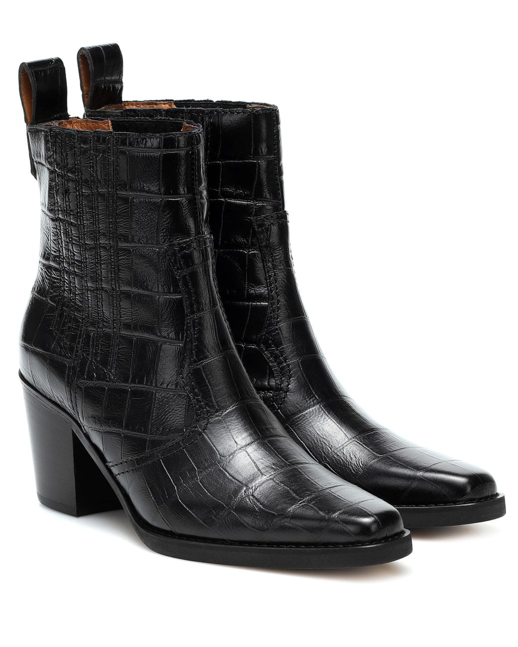 ganni quilted shell and leather platform boots
