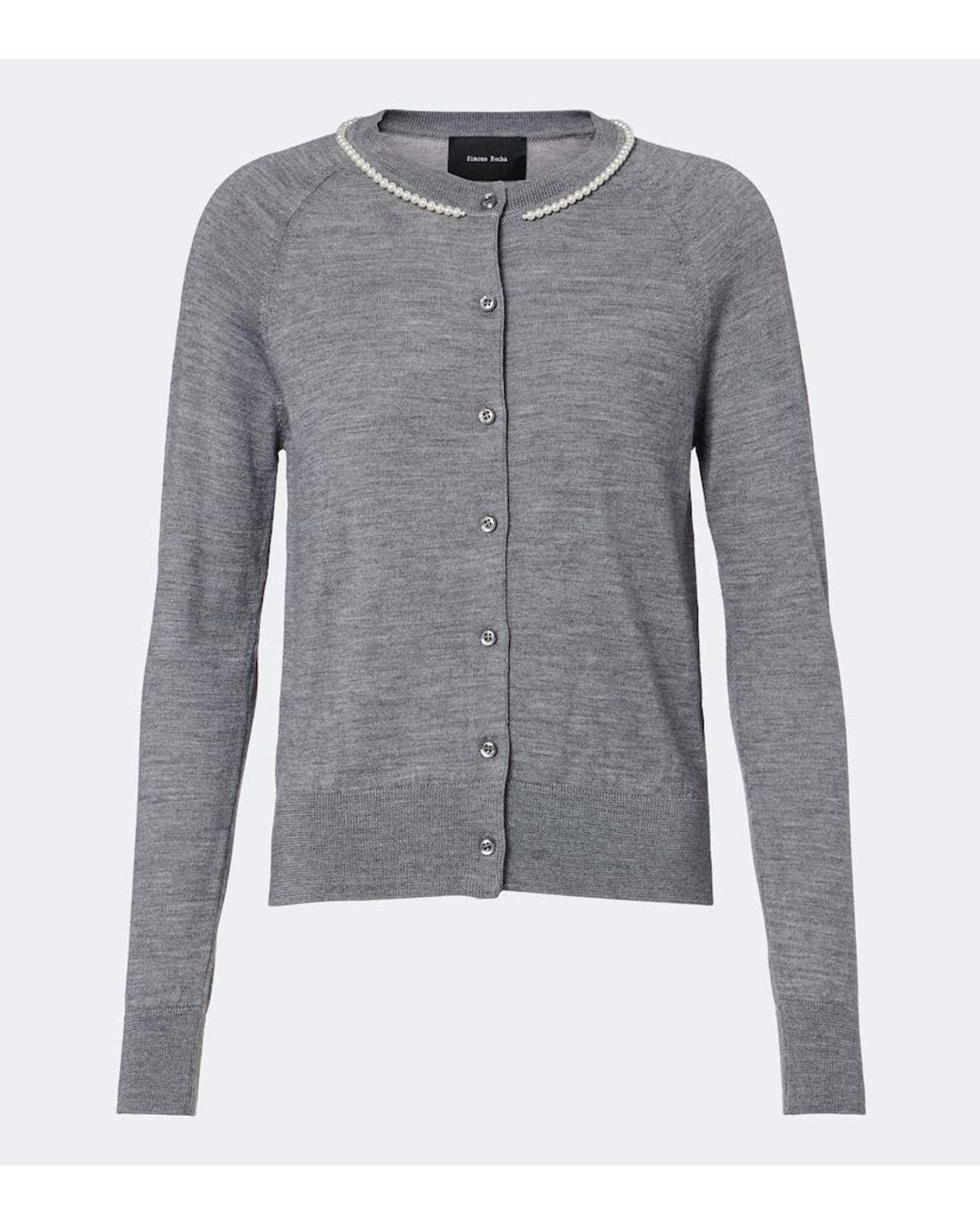 Simone Rocha Gray Embellished Wool And Silk Cardigan