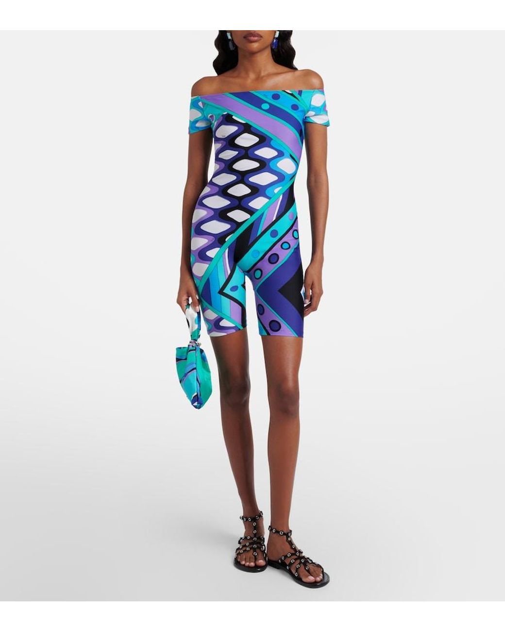 Emilio Pucci Blue Vivara Off-Shoulder Jumpsuit