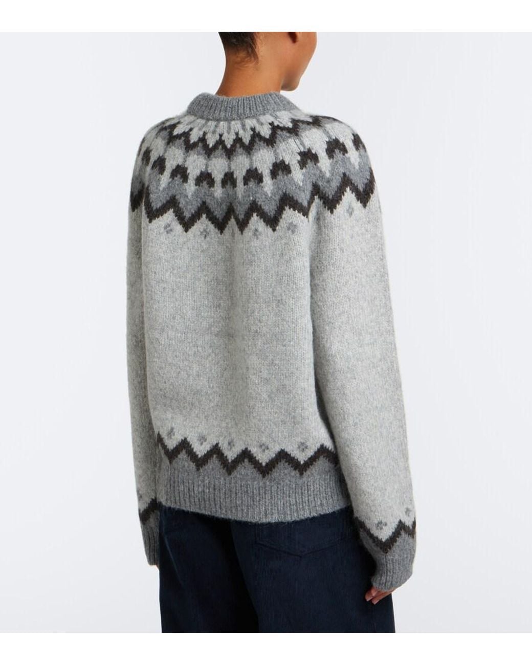 Nili Lotan Gray Alan Fair Isle Alpaca And Wool-Blend Sweater