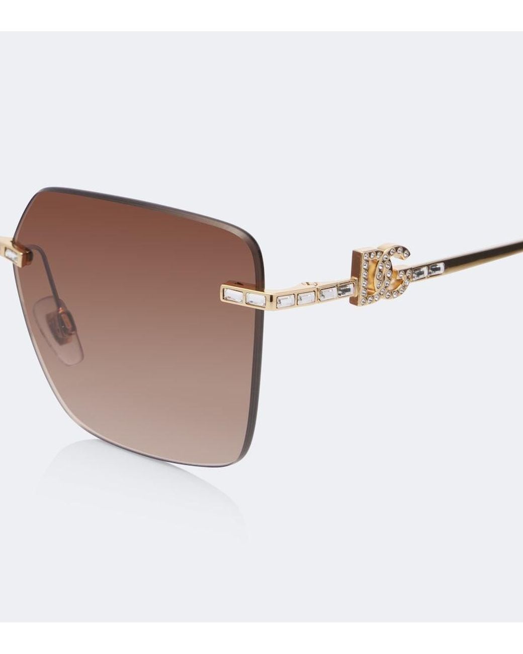 Dolce & Gabbana Brown Dg Crystal-Embellished Square Sunglasses