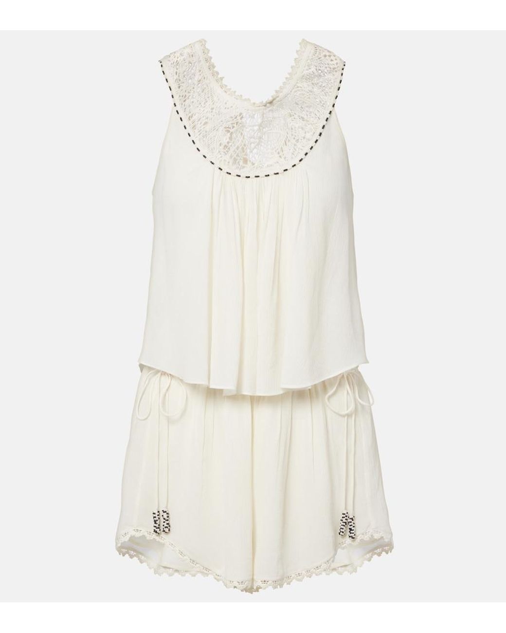 Isabel Marant Natural Nilany Beaded Silk Romper