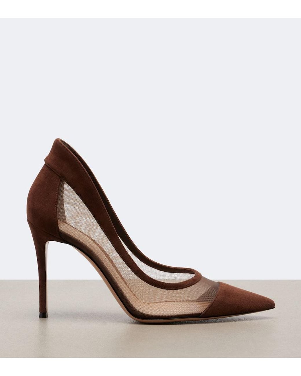 Gianvito Rossi Brown Leather-Trimmed Pumps
