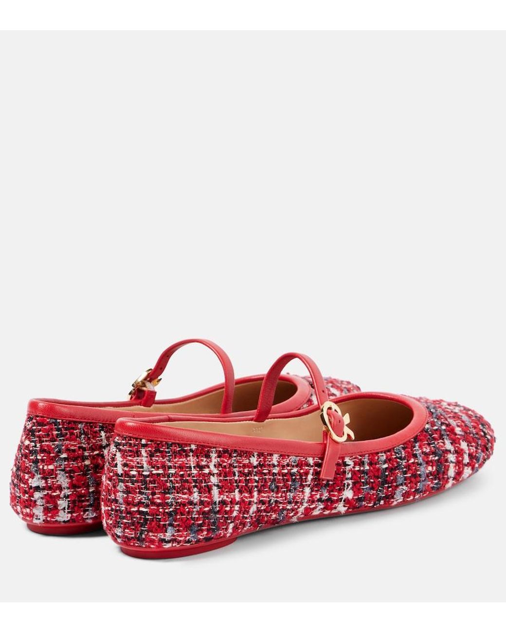 Gianvito Rossi Red Carla Boucle Mary Jane Flats