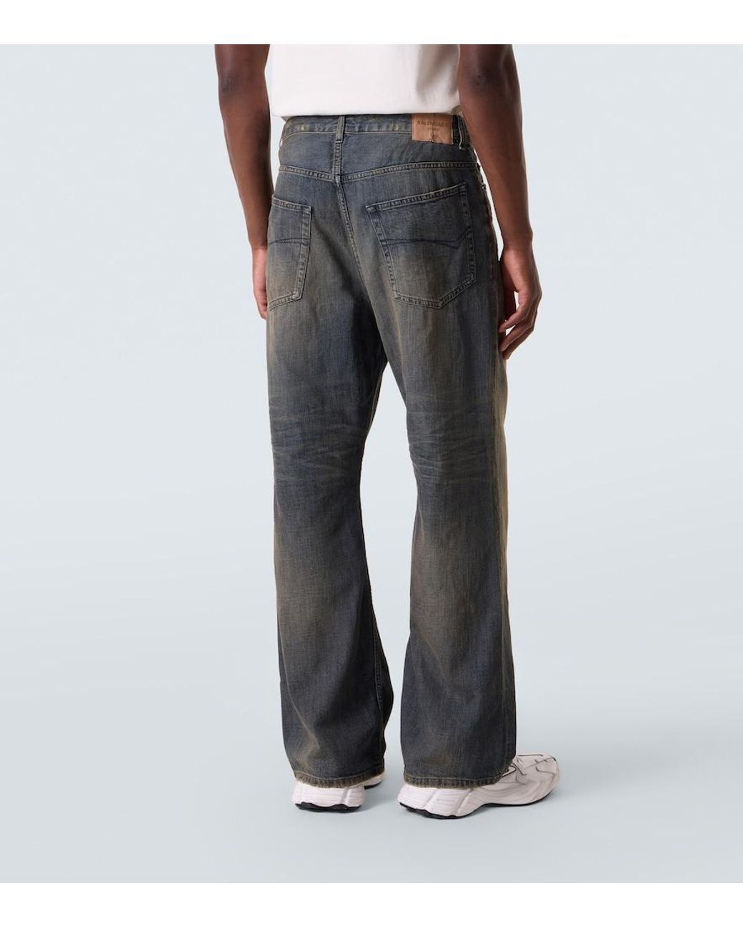 Balenciaga Gray Faded Wide-Leg Jeans for men