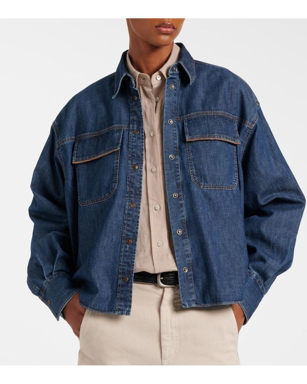 Brunello Cucinelli Blue Monili Denim Jacket