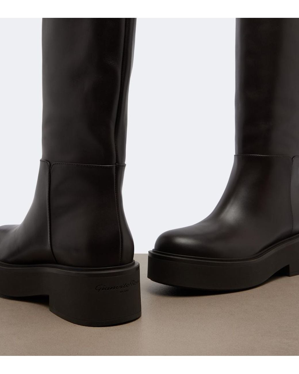 Gianvito Rossi Black Hiro Leather Over-The-Knee Boots