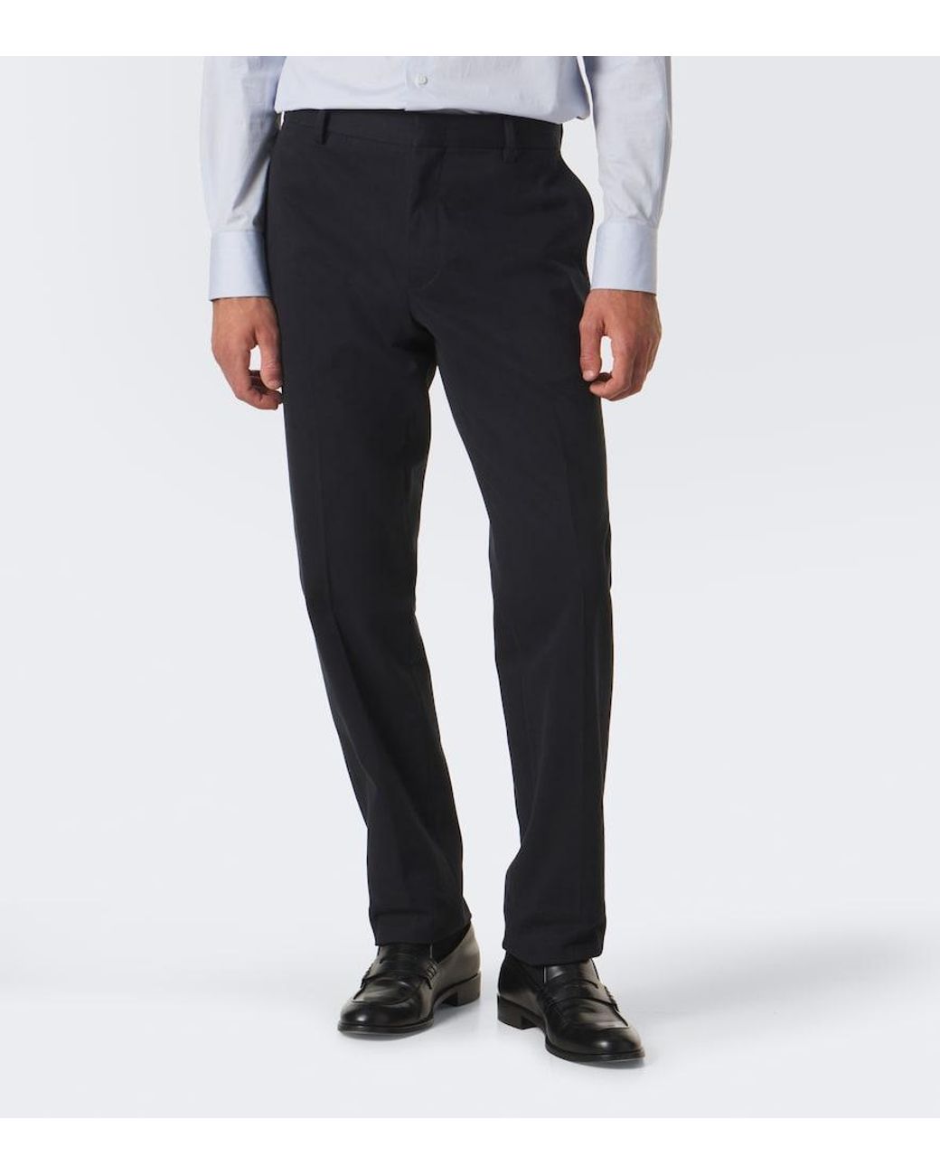 Zegna Blue Cotton And Cashmere Slim Pants for men