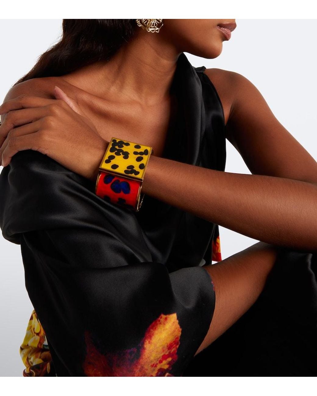 Dries Van Noten Orange Enamel Cuff Bracelet
