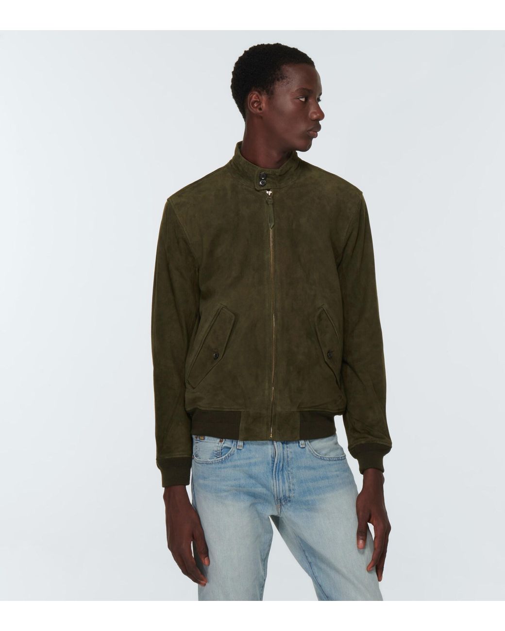 Polo Ralph Lauren Suede Jacket in Green for Men | Lyst