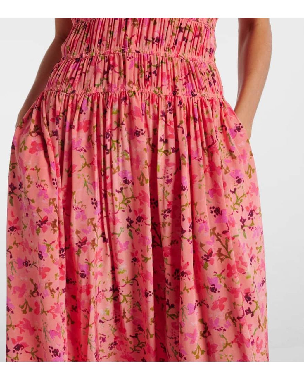 Ulla Johnson Red Sylvie Floral Silk Midi Dress