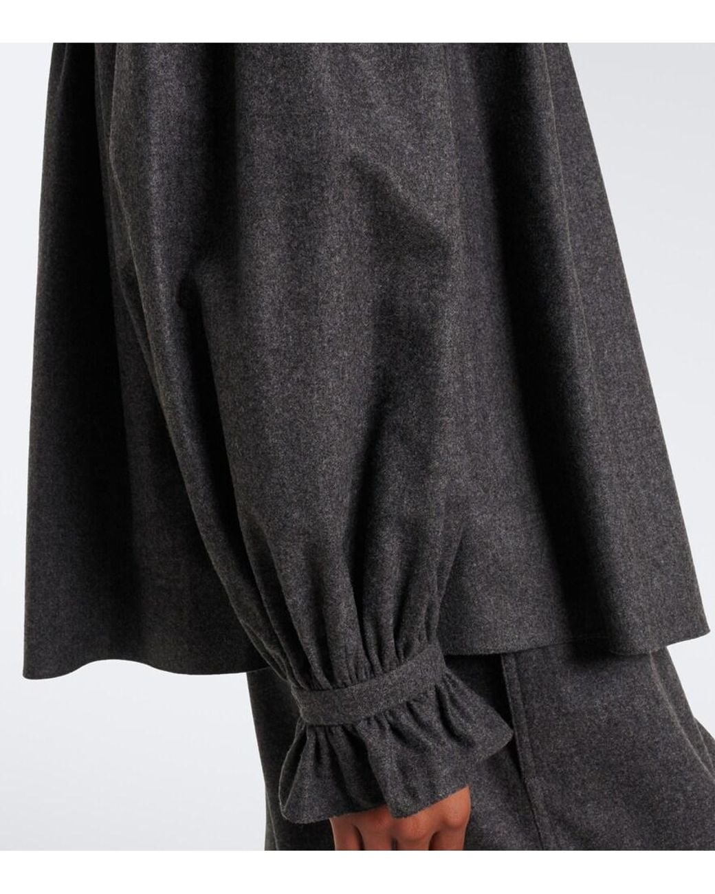 Chloé Black Ruffled Wool And Cashmere Flannel Blouse