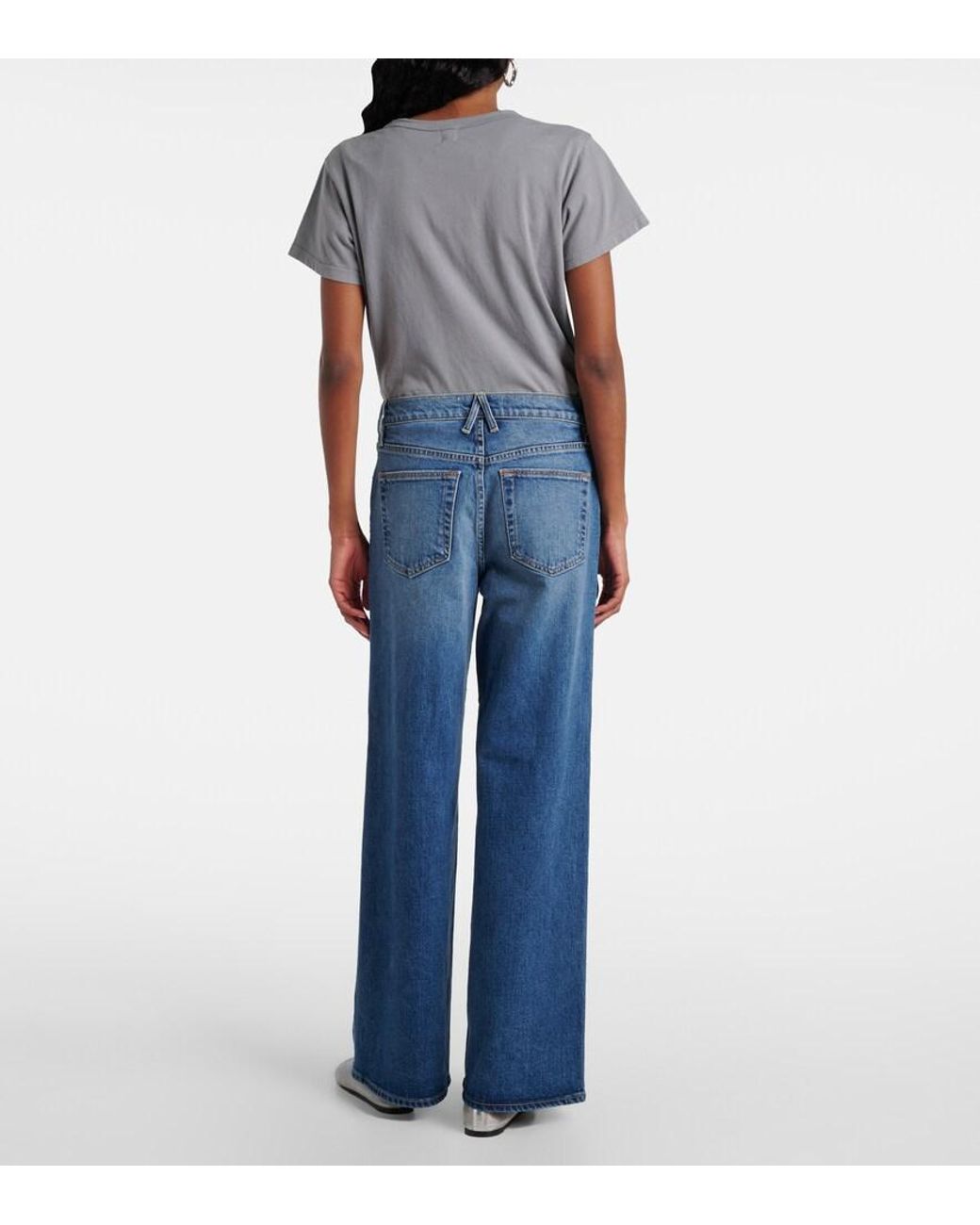SLVRLAKE Denim Blue Selena Mid-Rise Wide-Leg Jeans
