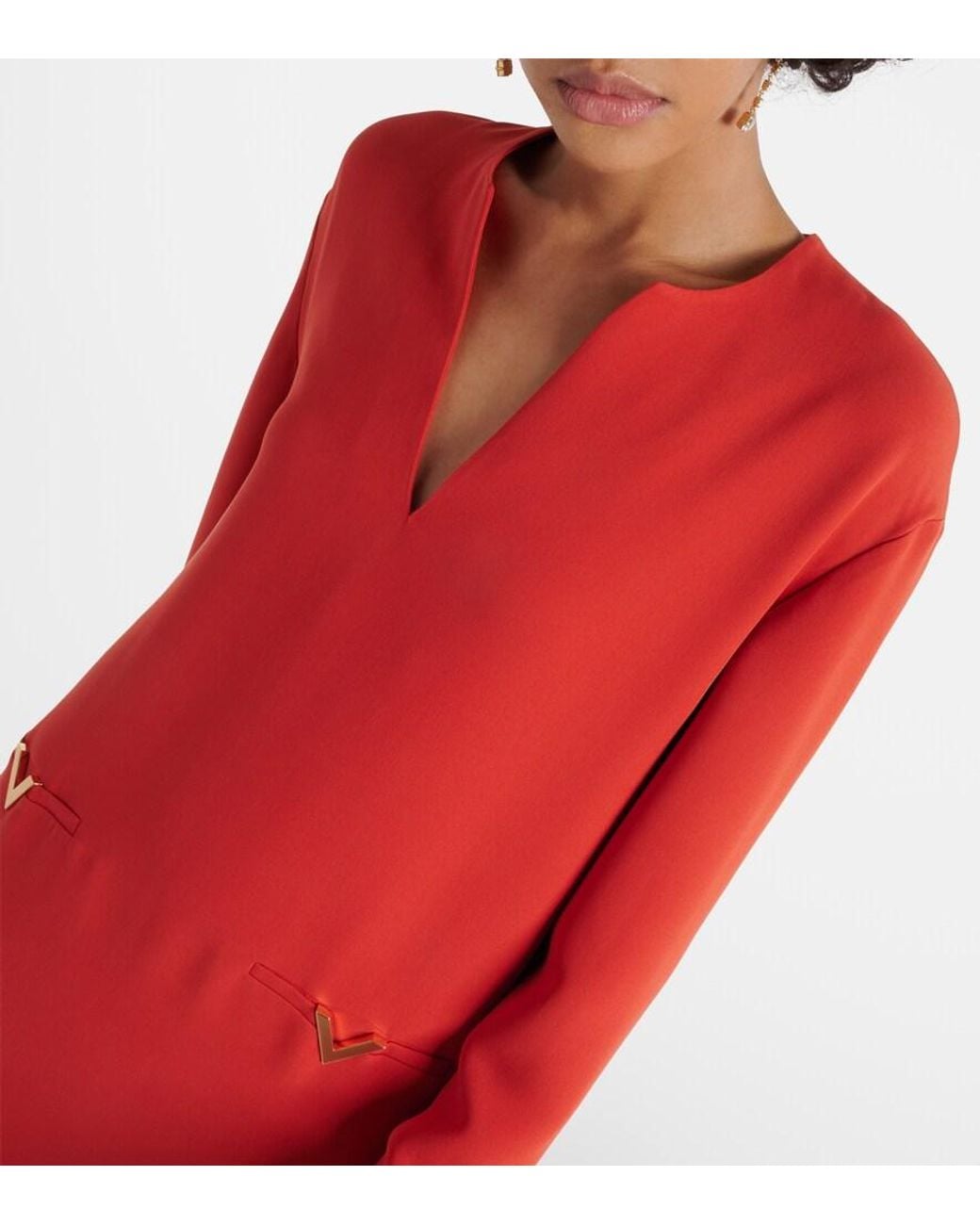 Valentino Red Vgold Silk Kaftan