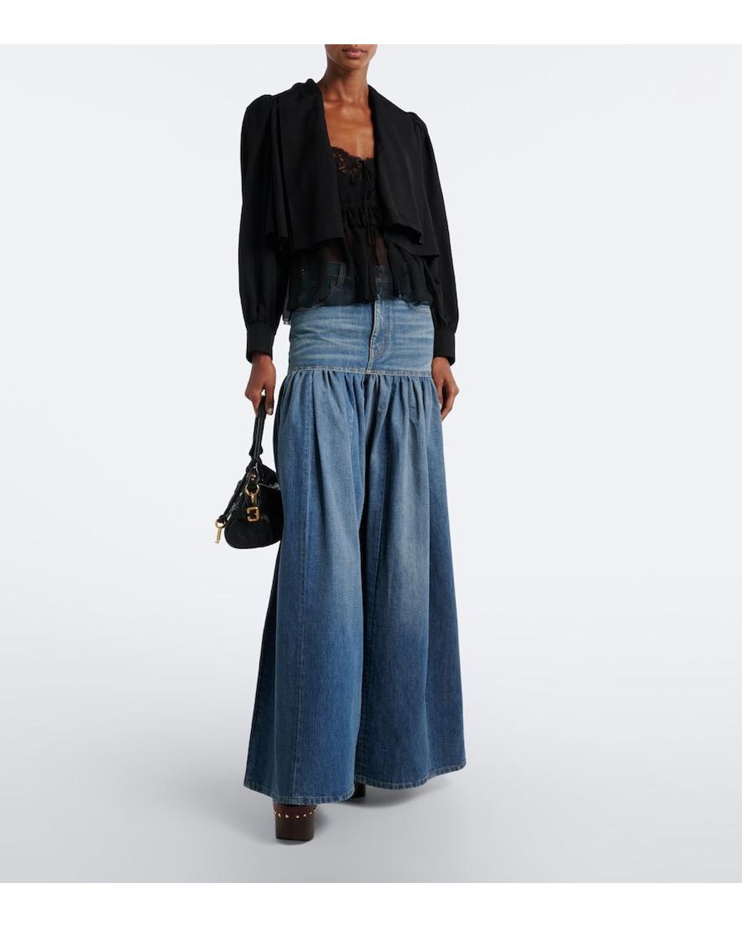 Chloé Blue Pleated Wide-Leg Jeans