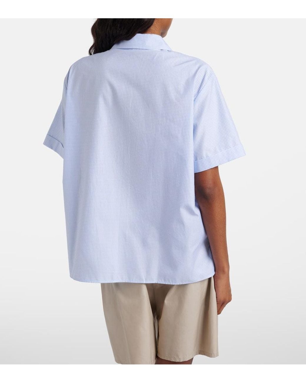 Miu Miu Blue Gingham Cotton Bowling Shirt