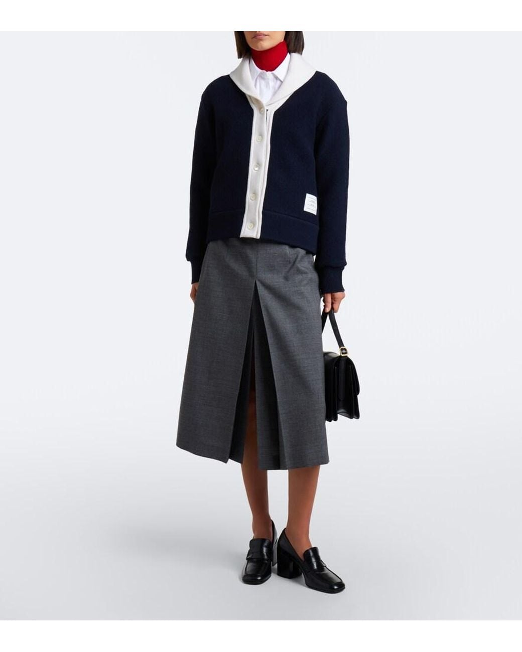 Thom Browne Blue Wool Cardigan