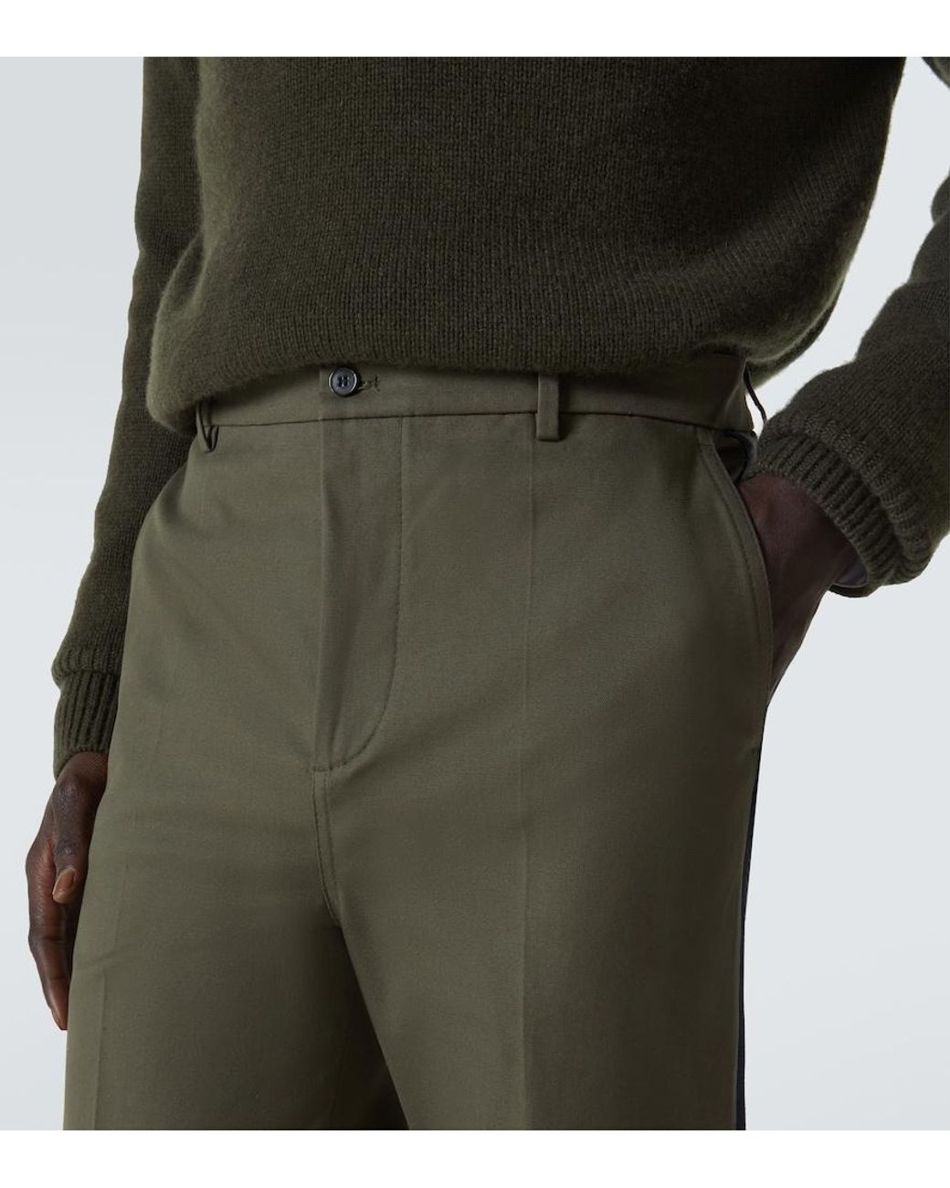 Valentino Garavani Green Cotton Straight Pants for men