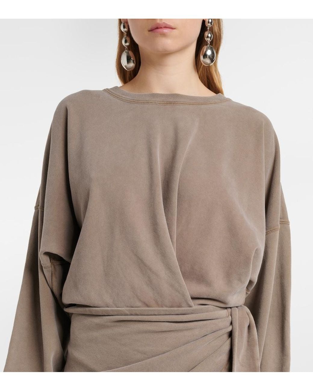 Isabel Marant Natural Sandrina Draped Cotton Midi Dress