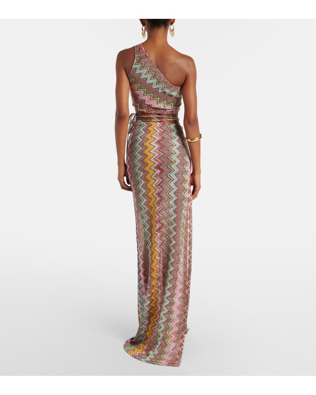 Missoni Brown Zigzag Lame Wrap Skirt