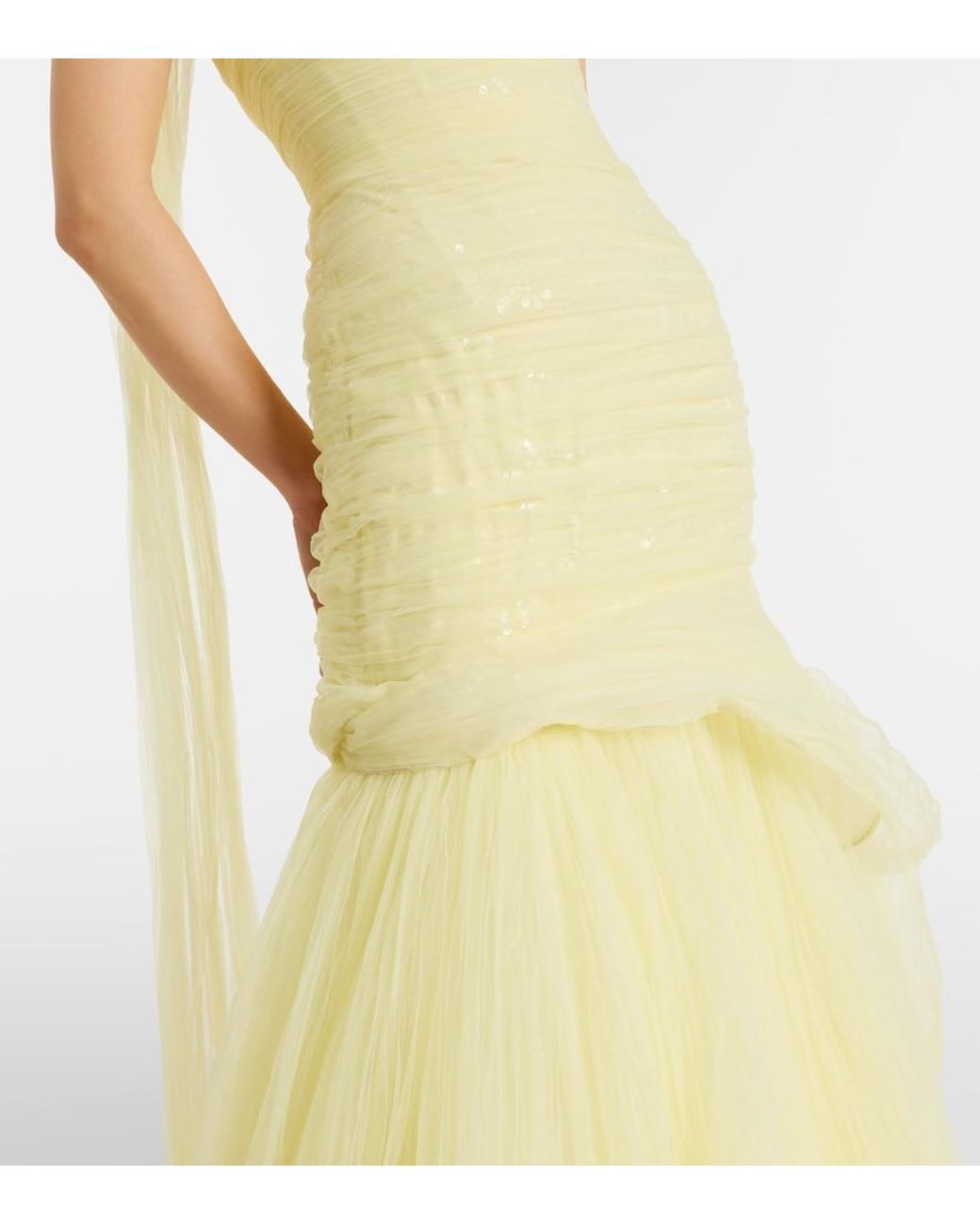Marmar Halim Yellow Tulle Bustier Gown