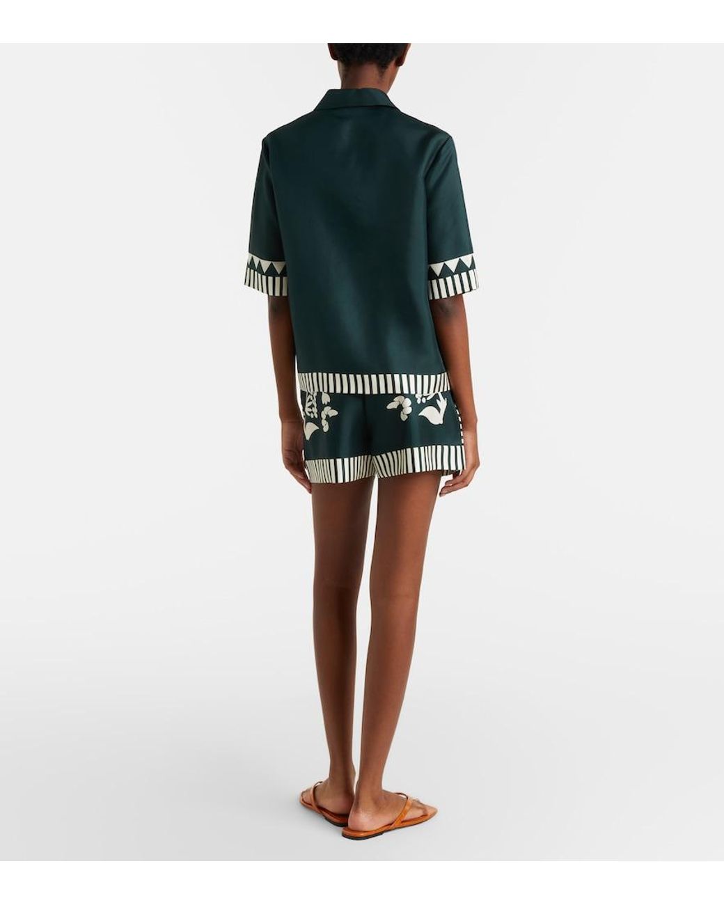 Eres Black Arjun Printed Silk Twill Shorts