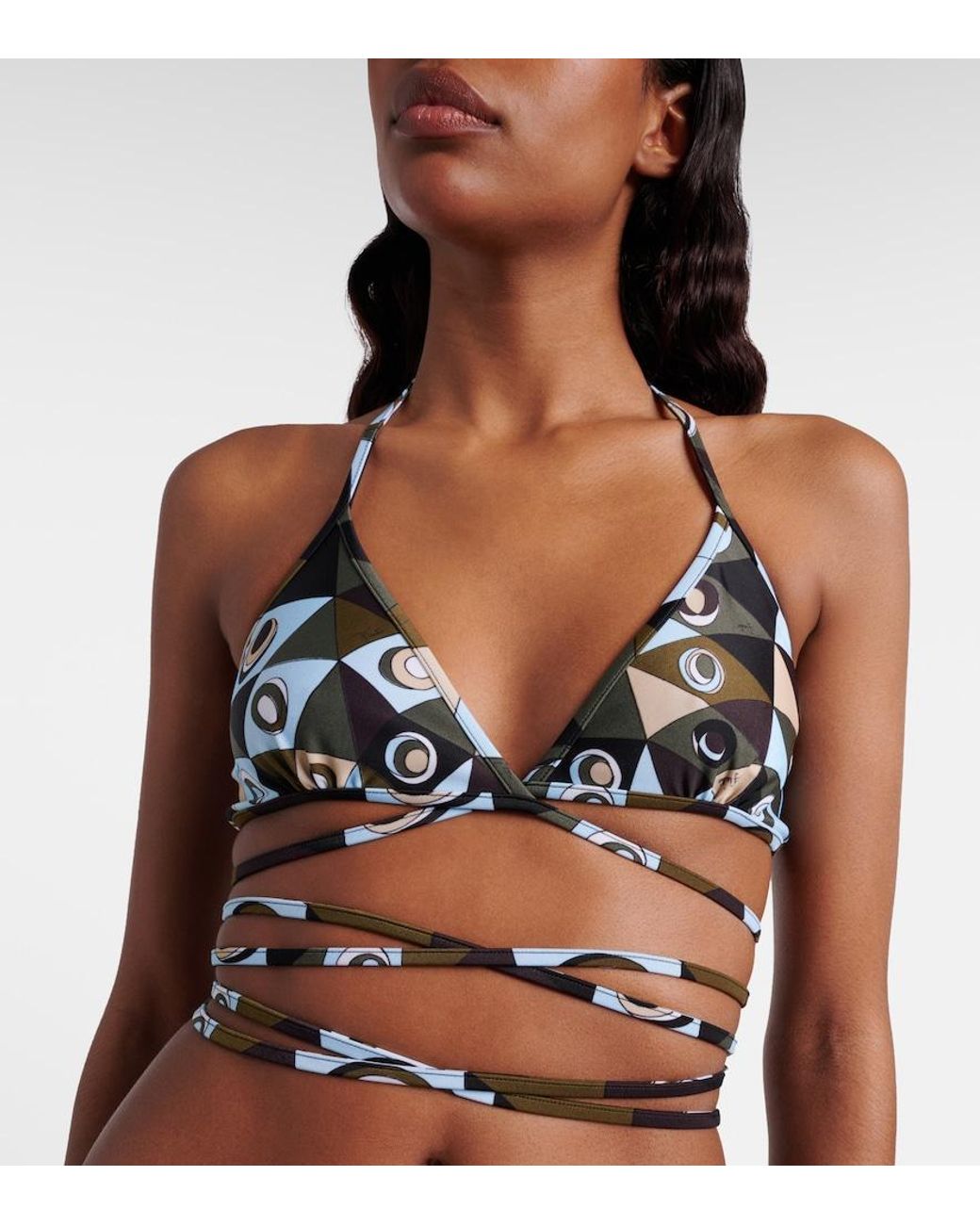 Emilio Pucci White Occhi Bikini Top