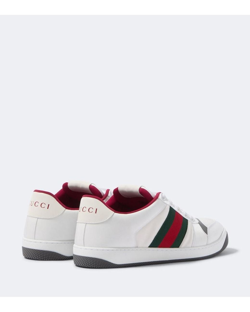 Gucci White Screener Leather-Trimmed Sneakers for men
