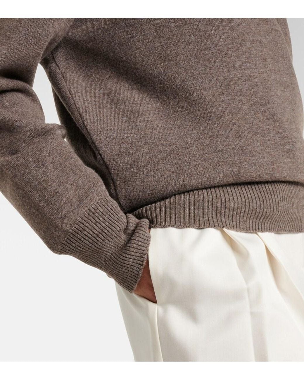 Rohe Gray Wool And Cashmere Polo Sweater