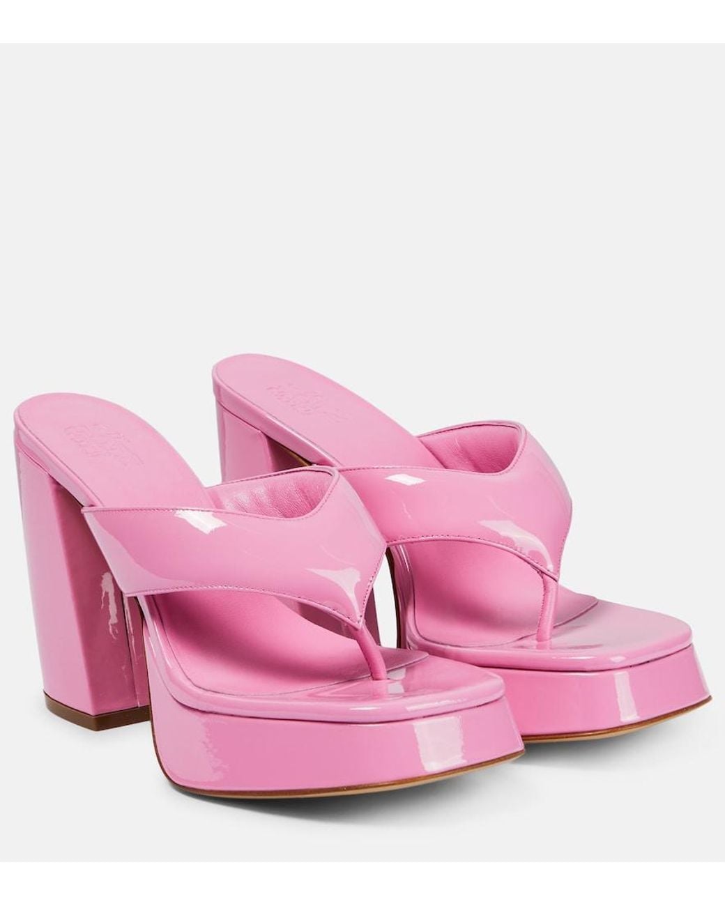 Gia Borghini Pink Patent Leather Platform Sandals