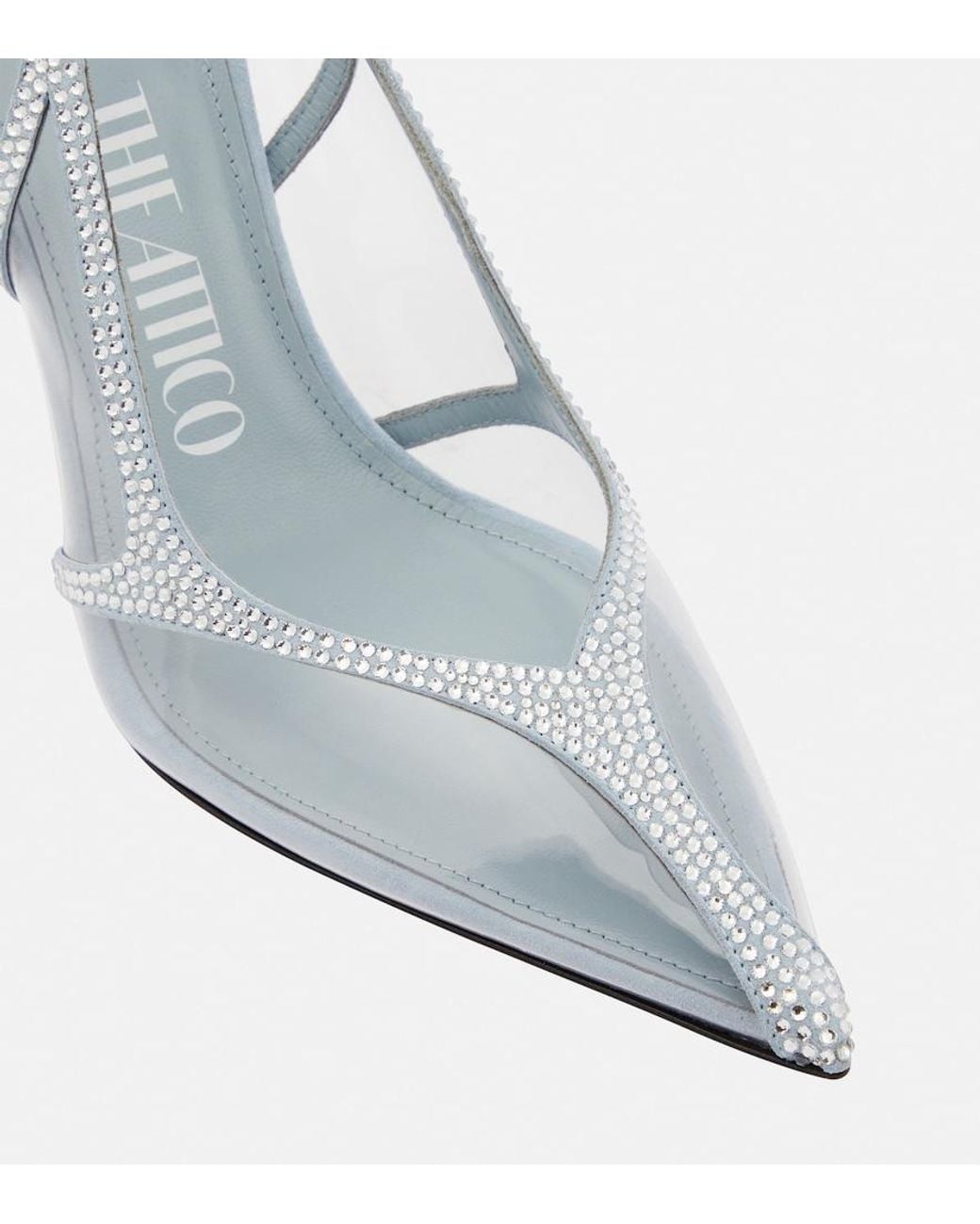 The Attico Blue Venus Chrome Pvc And Suede Pumps