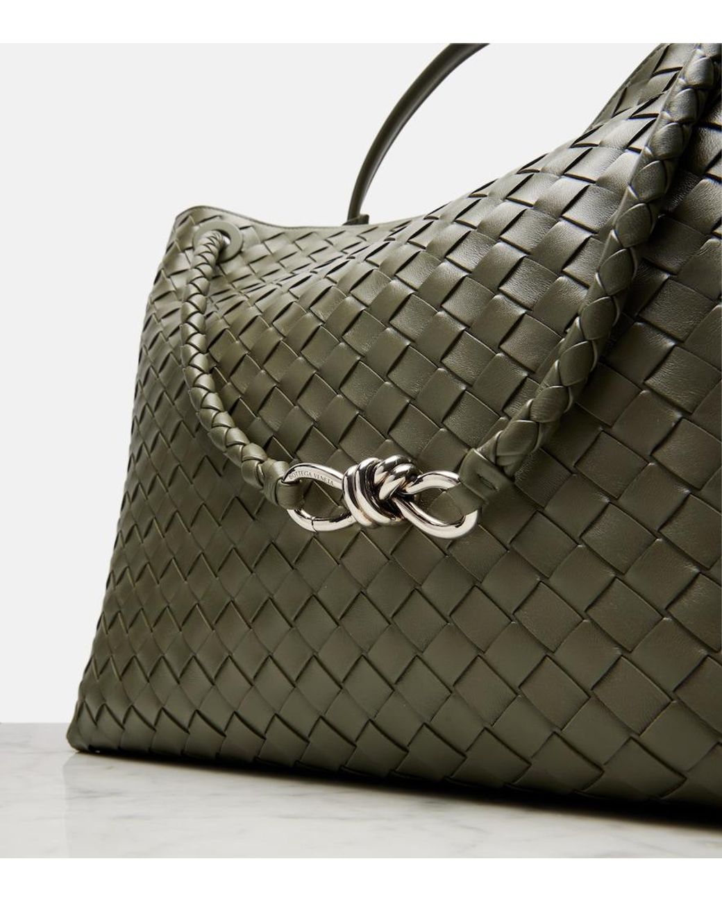 Bottega Veneta Green Tote Bag Andiamo Large Aus Leder