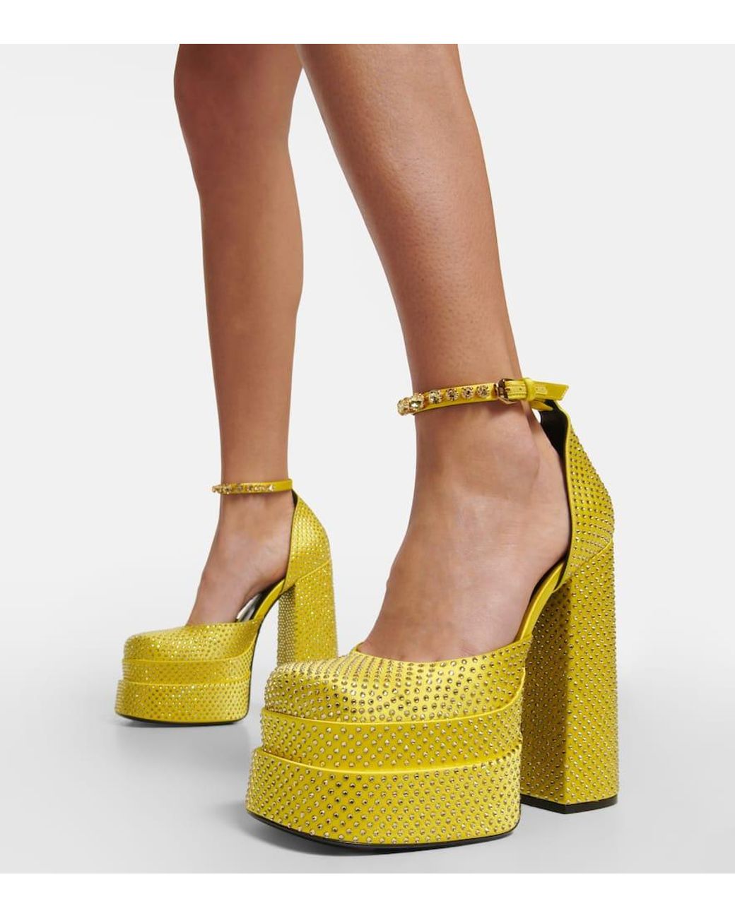 Versace Yellow Medusa Aevitas Embellished Platform Pumps