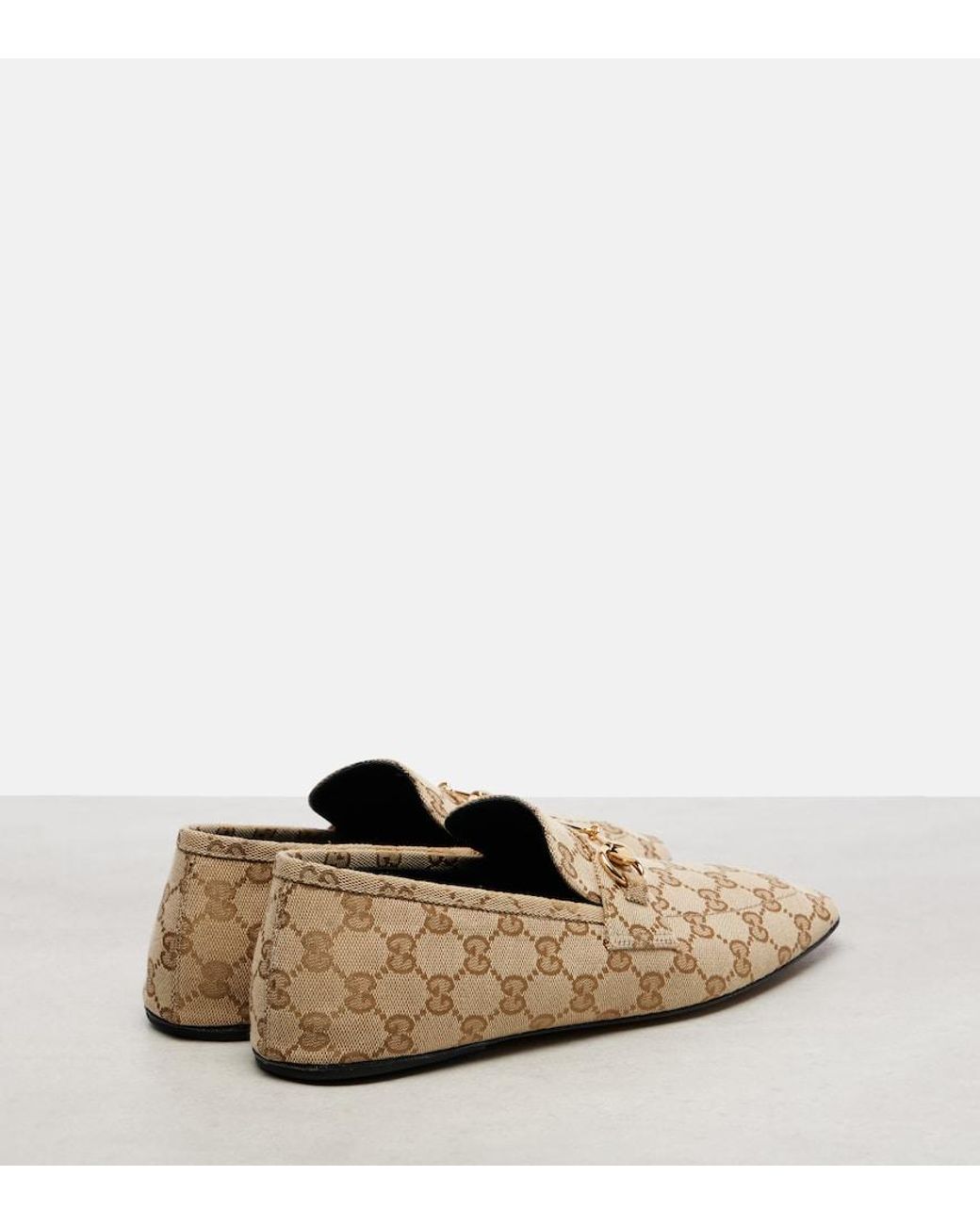 Gucci Natural Horsebit Gg Canvas Loafers