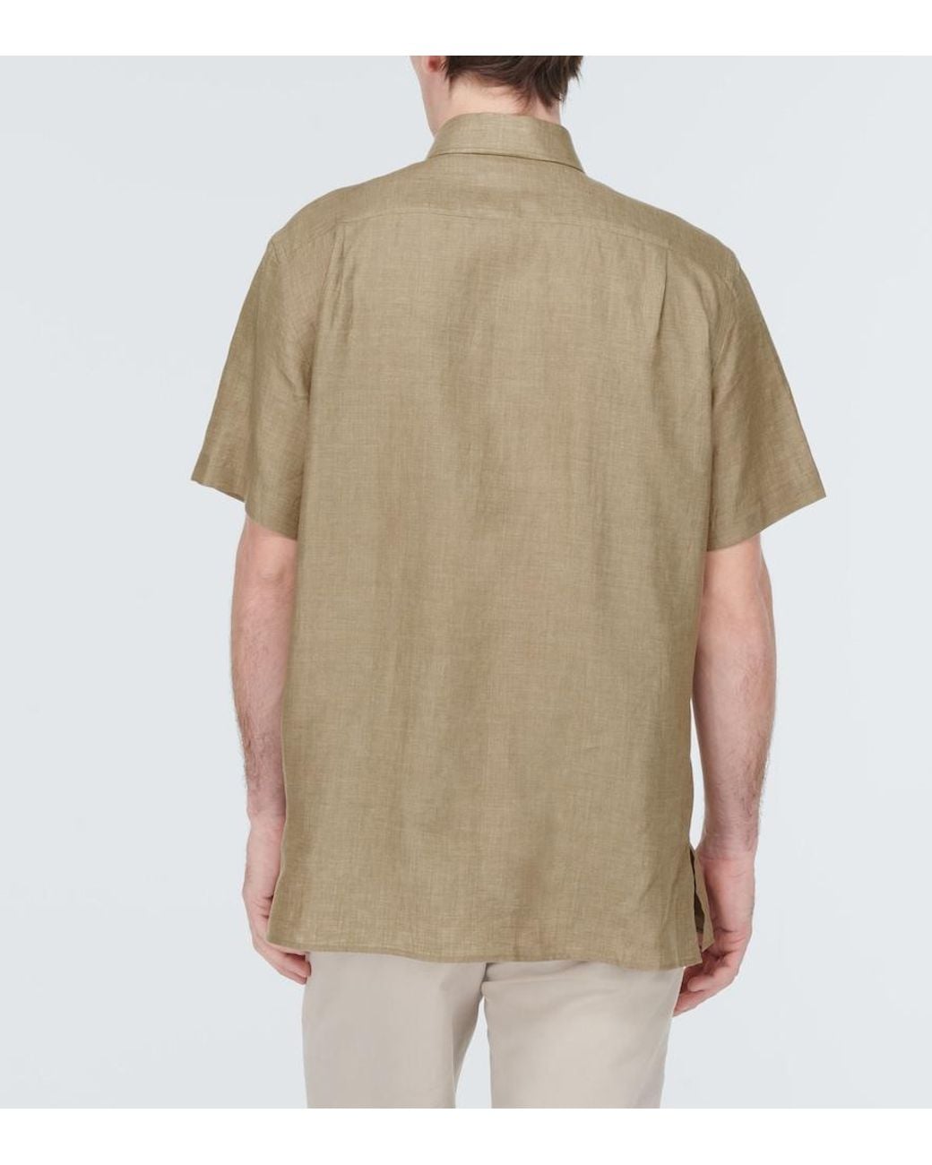Loro Piana Natural Andre Linen Bowling Shirt for men