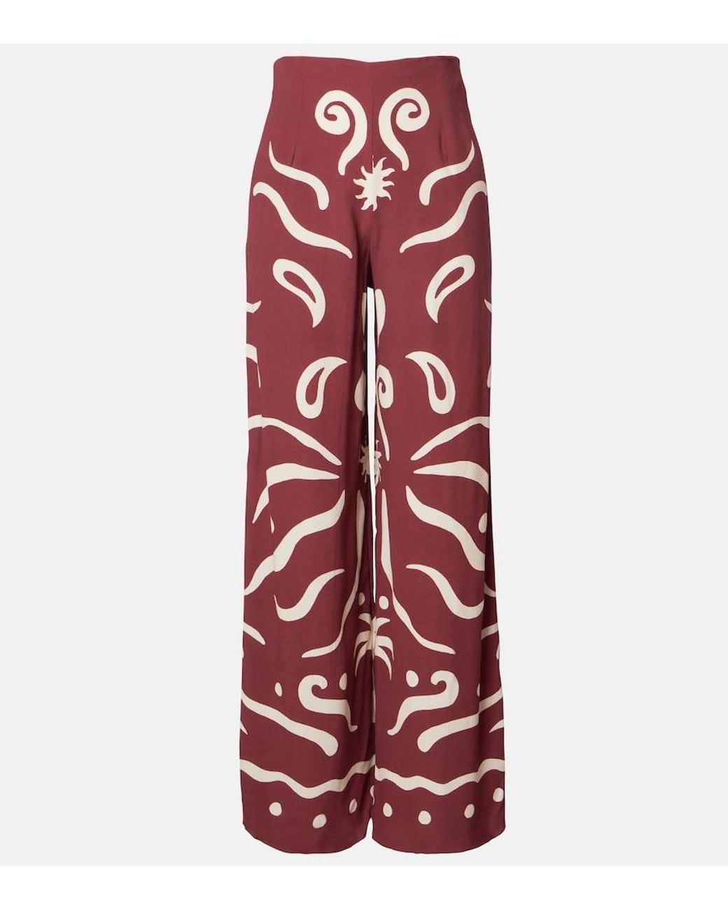 Cala De La Cruz Red Toya Printed Wide-Leg Pants