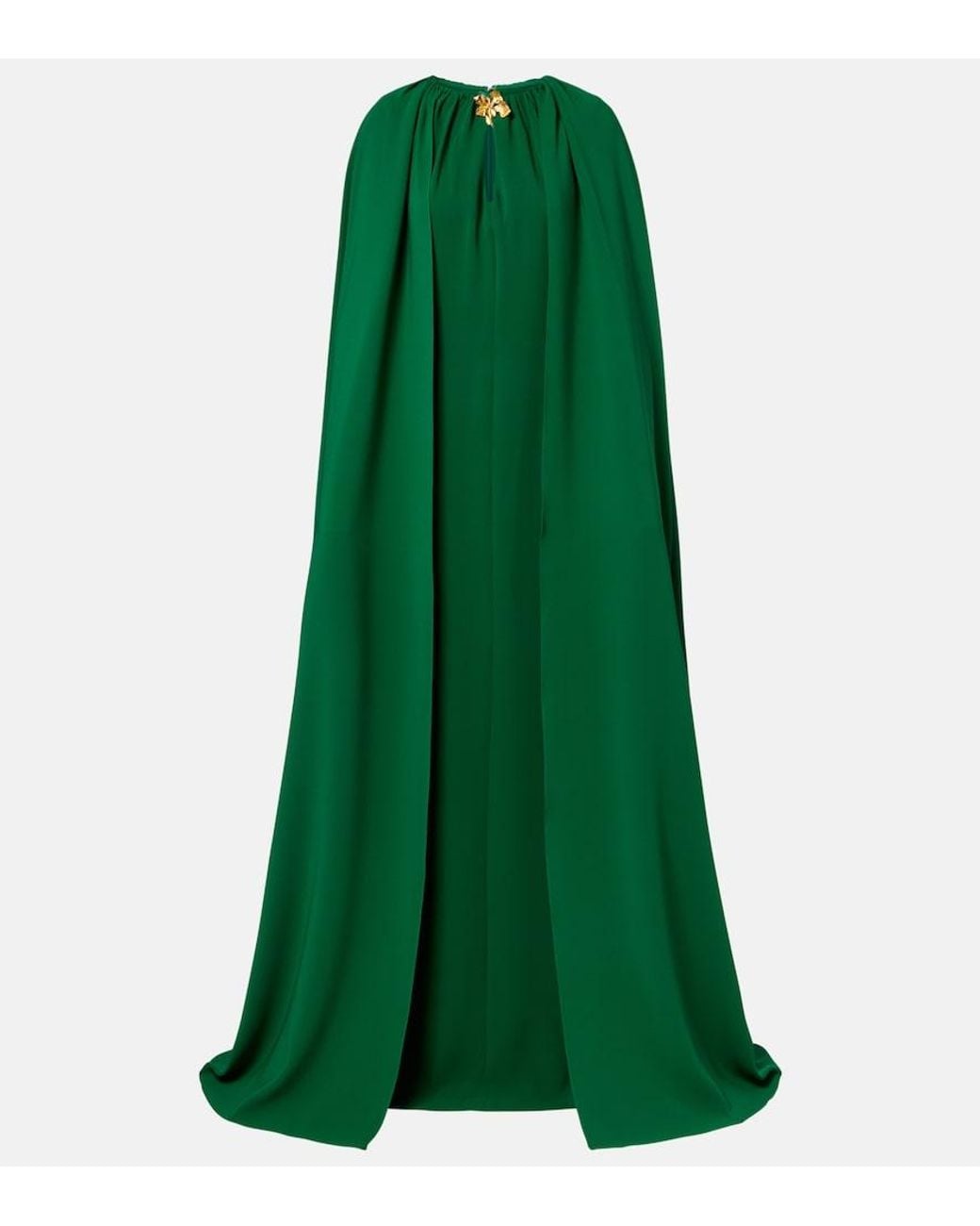 Oscar de la Renta Green Cyclamen Silk-Blend Georgette Kaftan