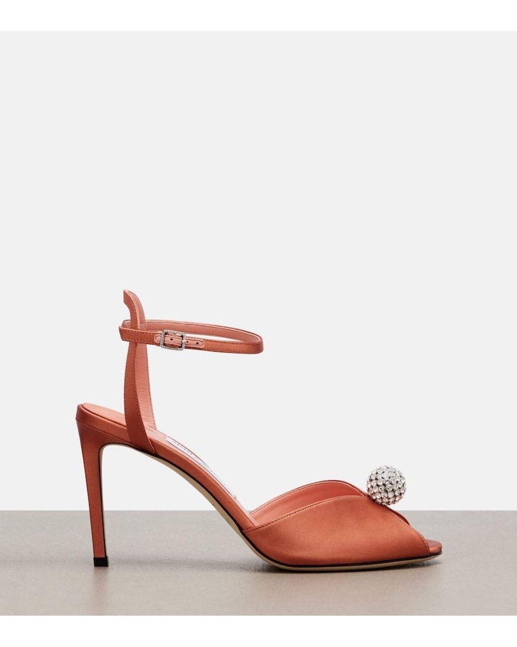 Jimmy Choo Pink Sacora Embellished Satin Sandals