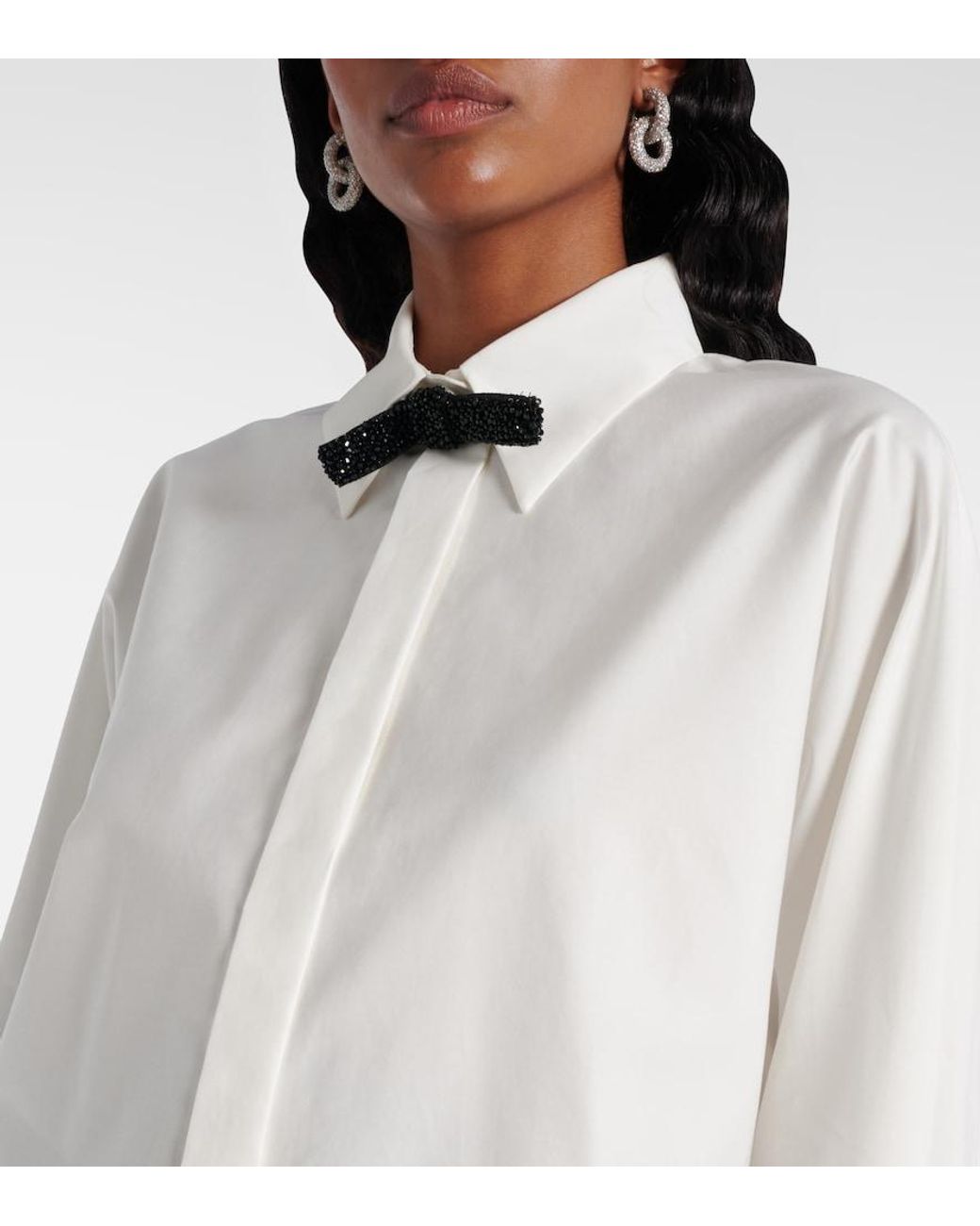 Max Mara White Roll Cotton And Silk Poplin Shirt