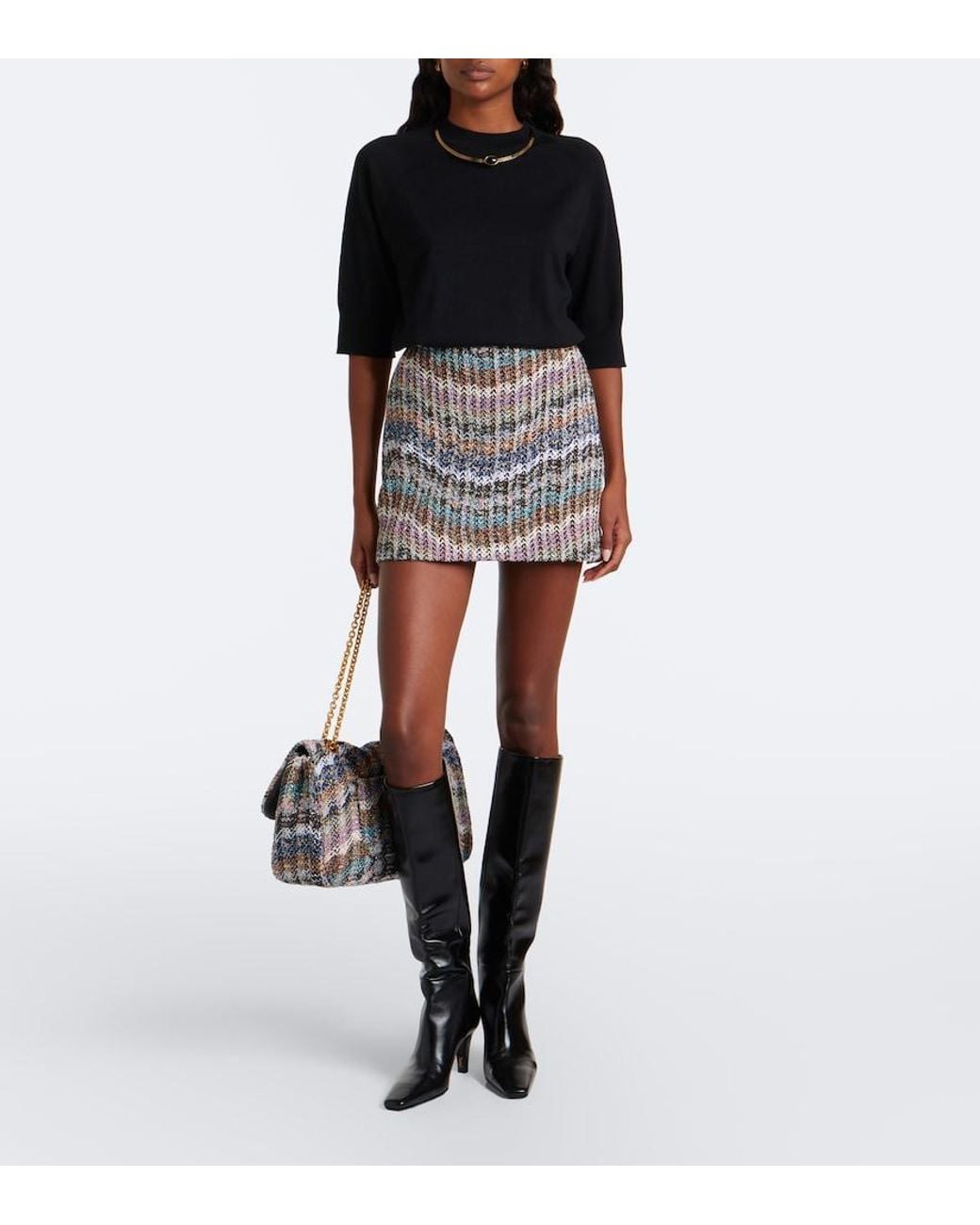 Missoni Multicolor Knitted Lame Miniskirt