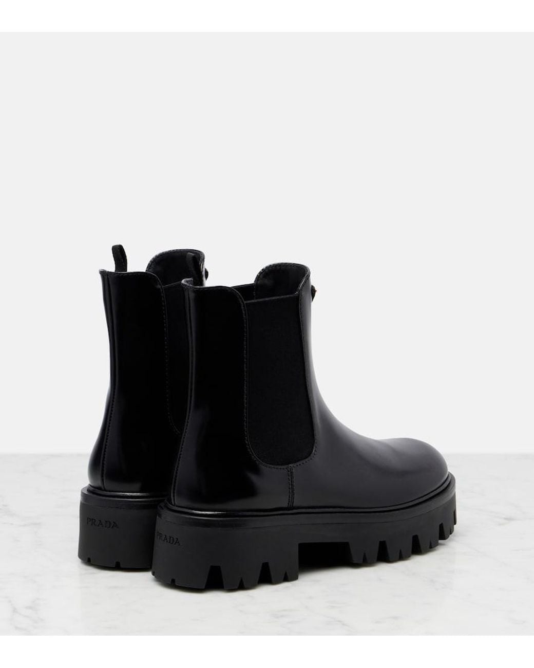 Prada Black Chelsea Boots Aus Leder