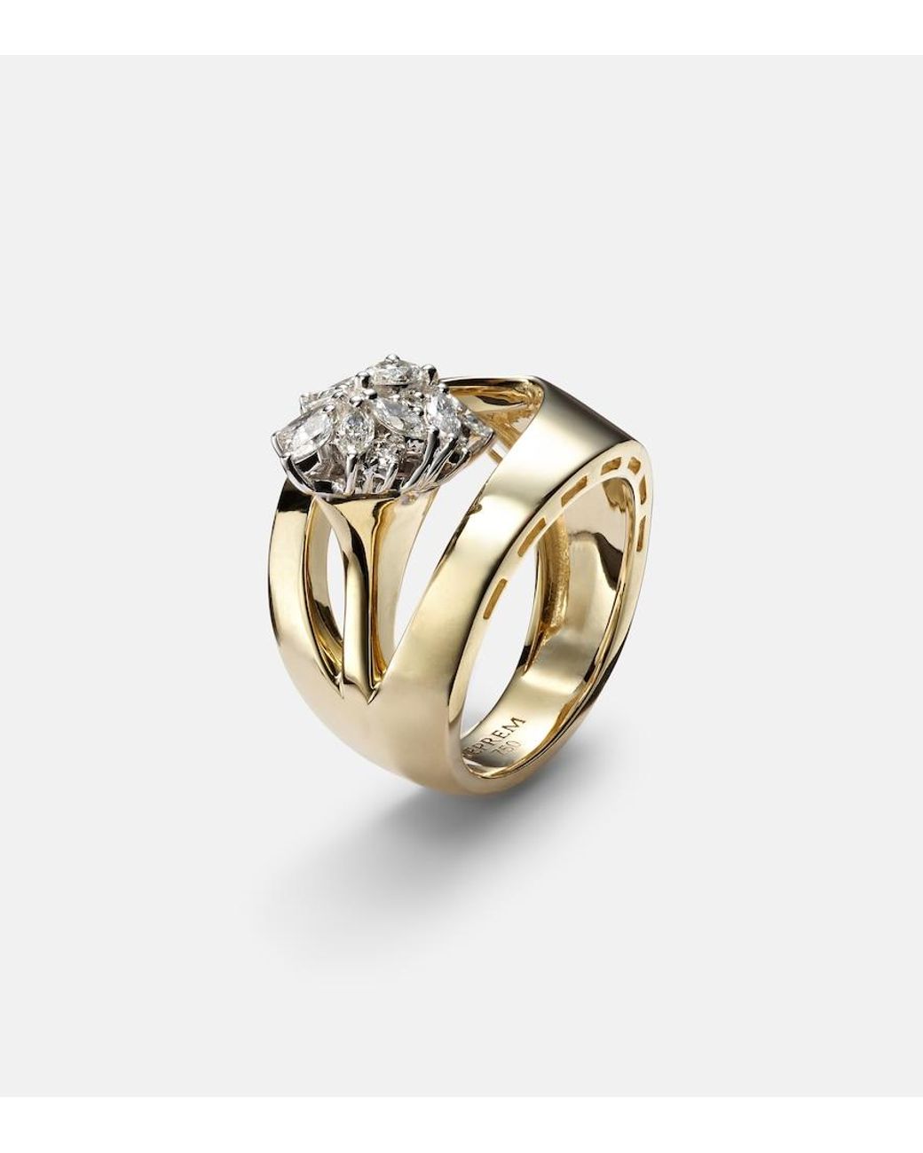 YEPREM Metallic Golden Strada 18Kt Ring With Diamonds