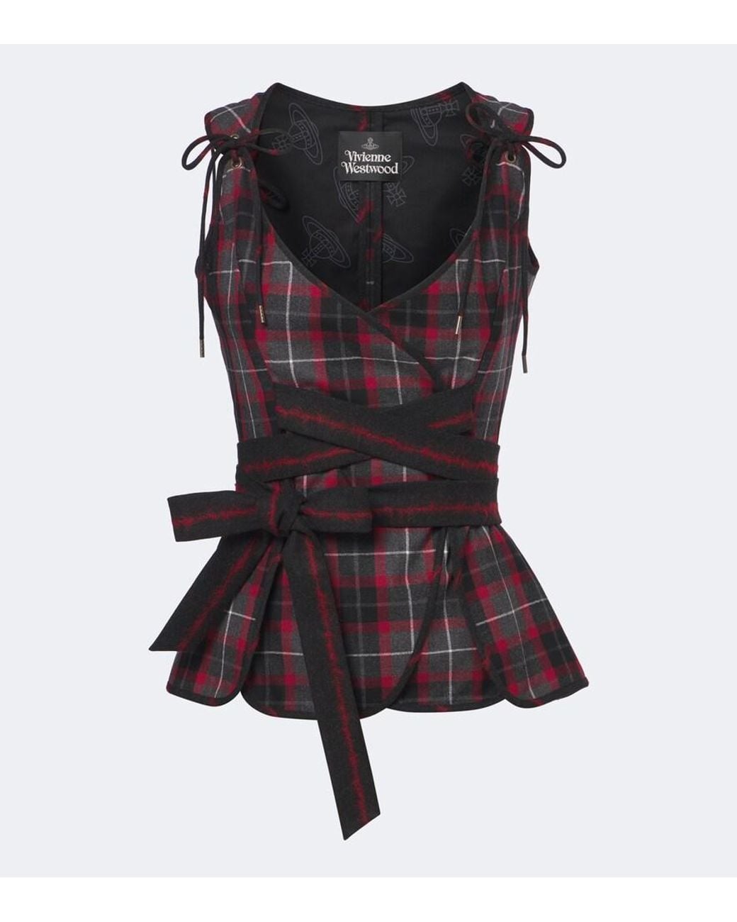 Vivienne Westwood Black Roxy Tartan Wool Top